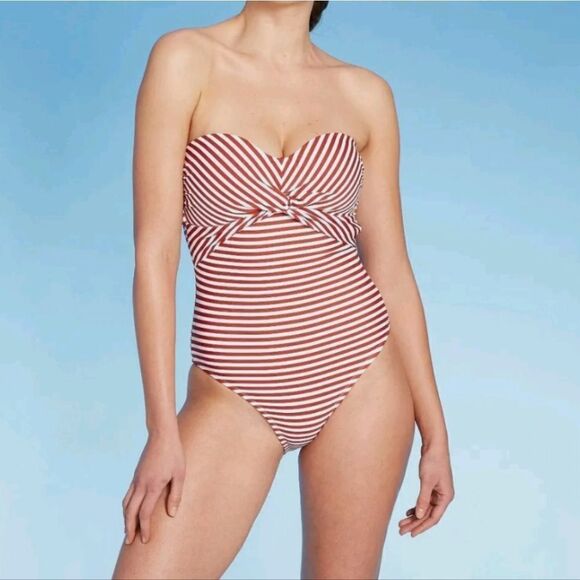Kona Sol Twist Bandeau Medium Coverage One Piece Swimsuit - Picture 1 of 3